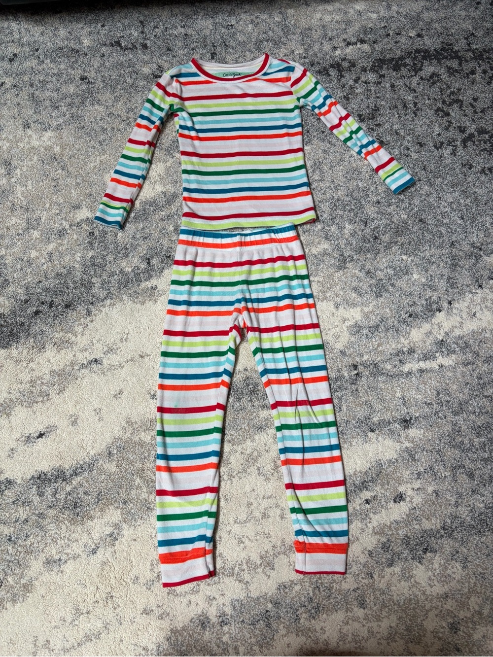 Kids Long Sleeve Rainbow Stripe Pajama Set